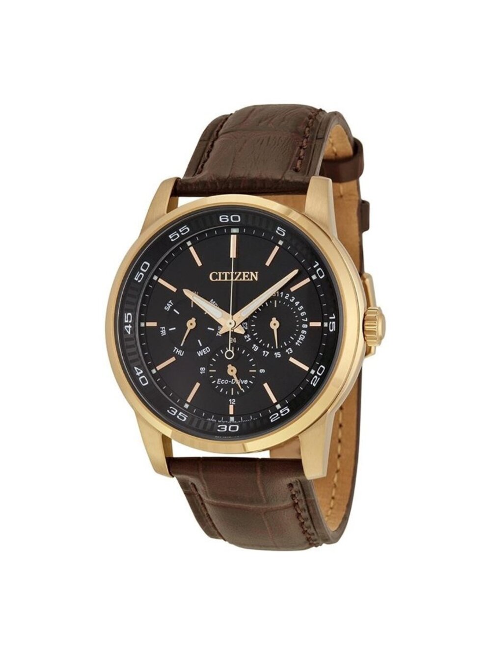 NWT Citizen Dress Eco-Drive Black Dial Brown Leather Men's Watch
